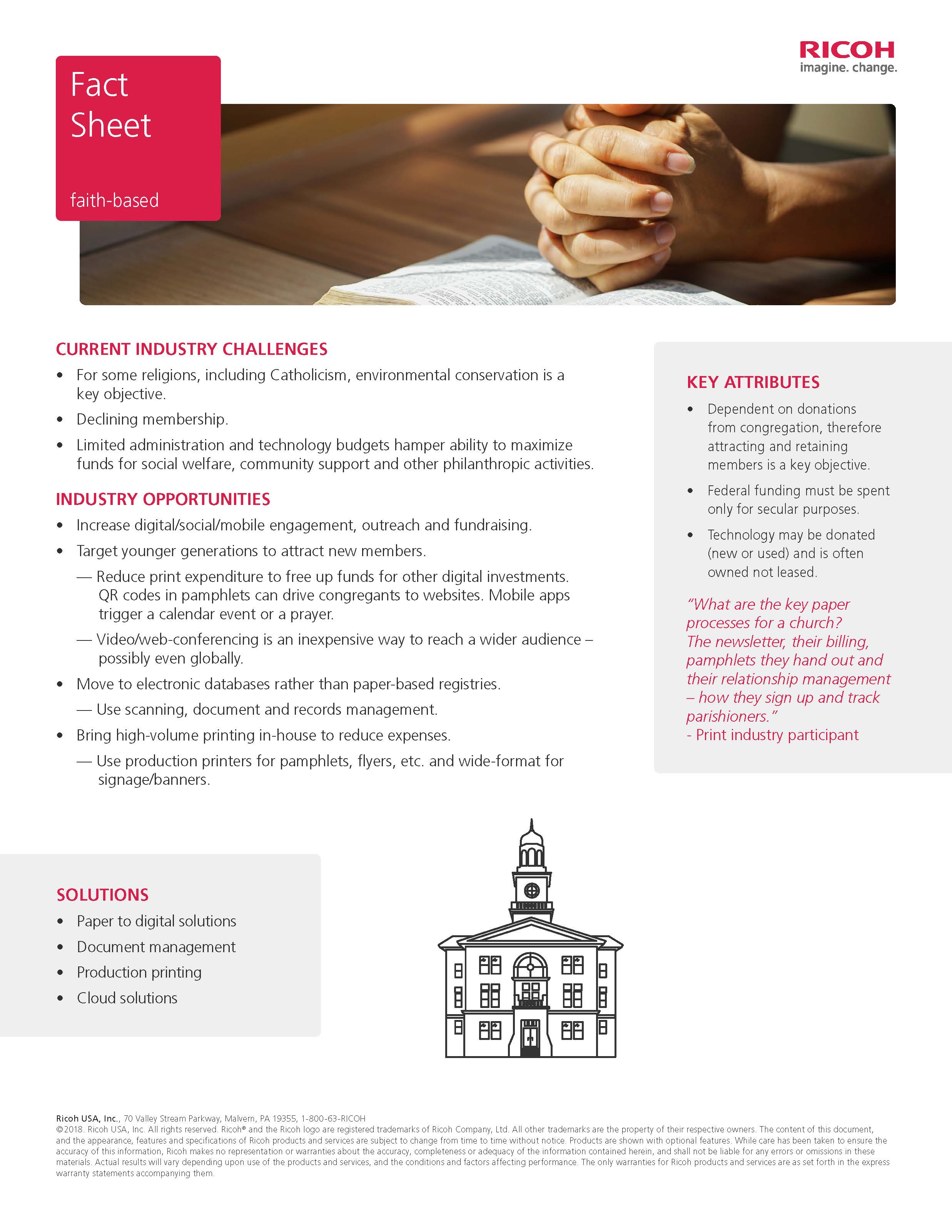 Ricoh Faith-Based Fact Sheet - AAA Business Systems